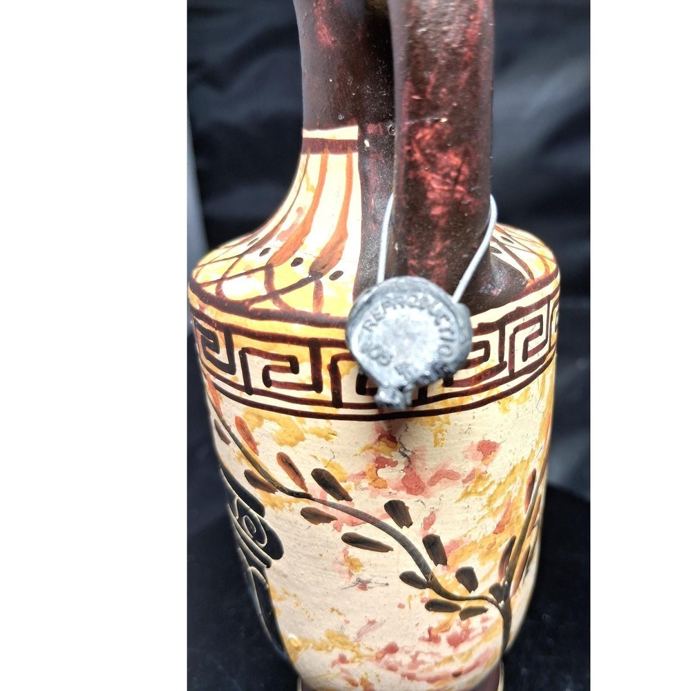 Hand Painted Greek Pottery Reproduction Lekythos Vase 450 BC Style 6 Inch